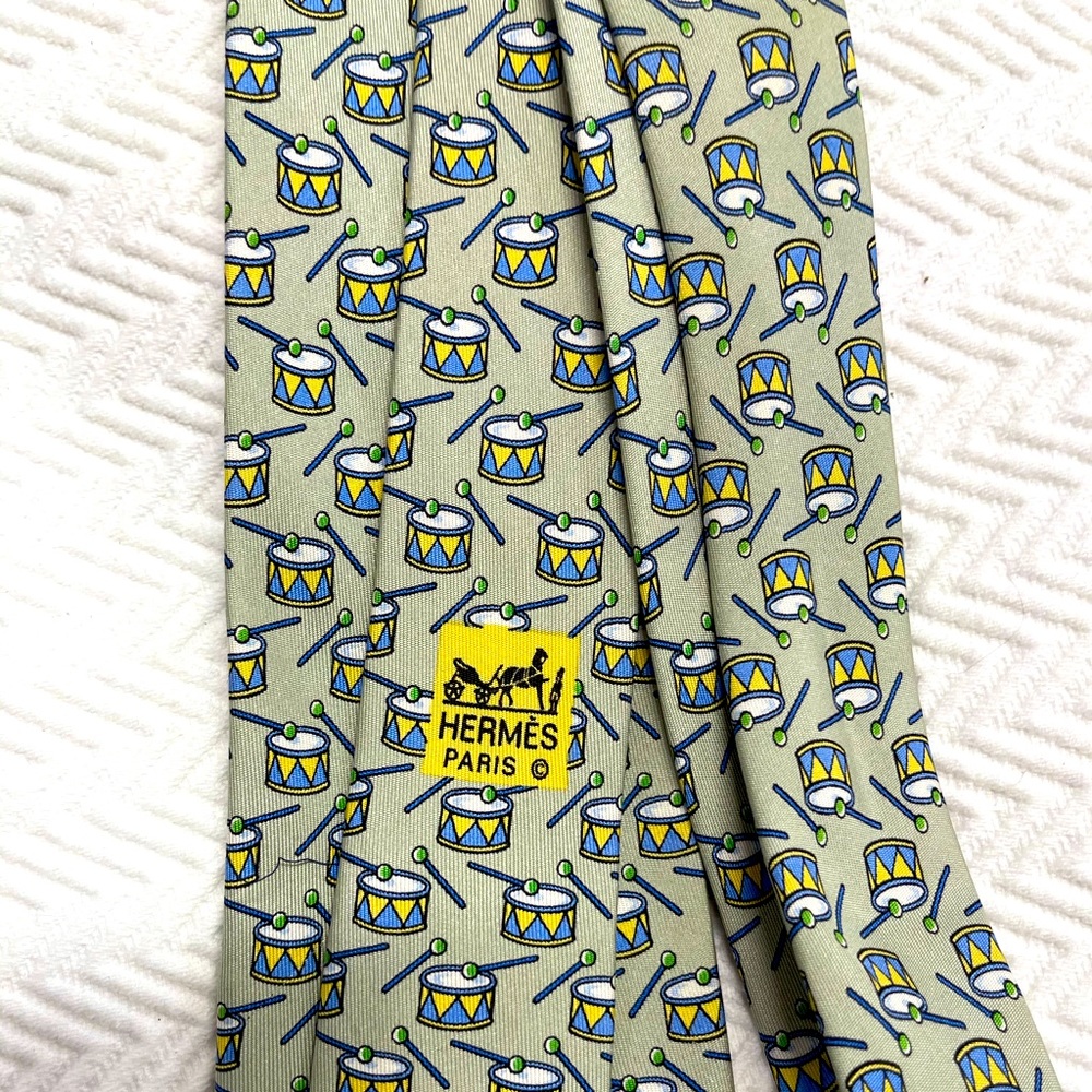 Hermès Drum Print Silk Tie